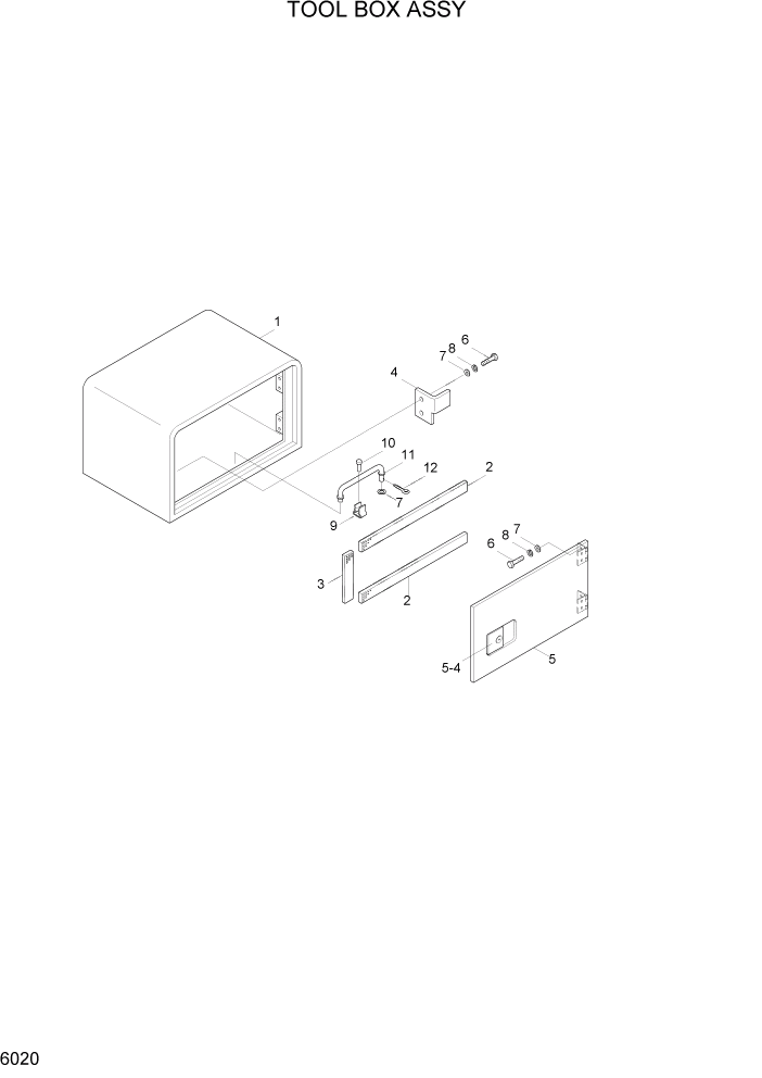 Схема запчастей Hyundai R95W3 - PAGE 6020 TOOL BOX ASSY НИЖНЯЯ ЧАСТЬ