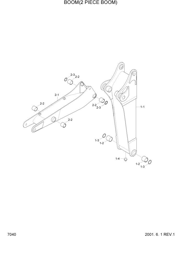 Схема запчастей Hyundai R95W3 - PAGE 7040 BOOM(2 PIECE BOOM) РАБОЧЕЕ ОБОРУДОВАНИЕ