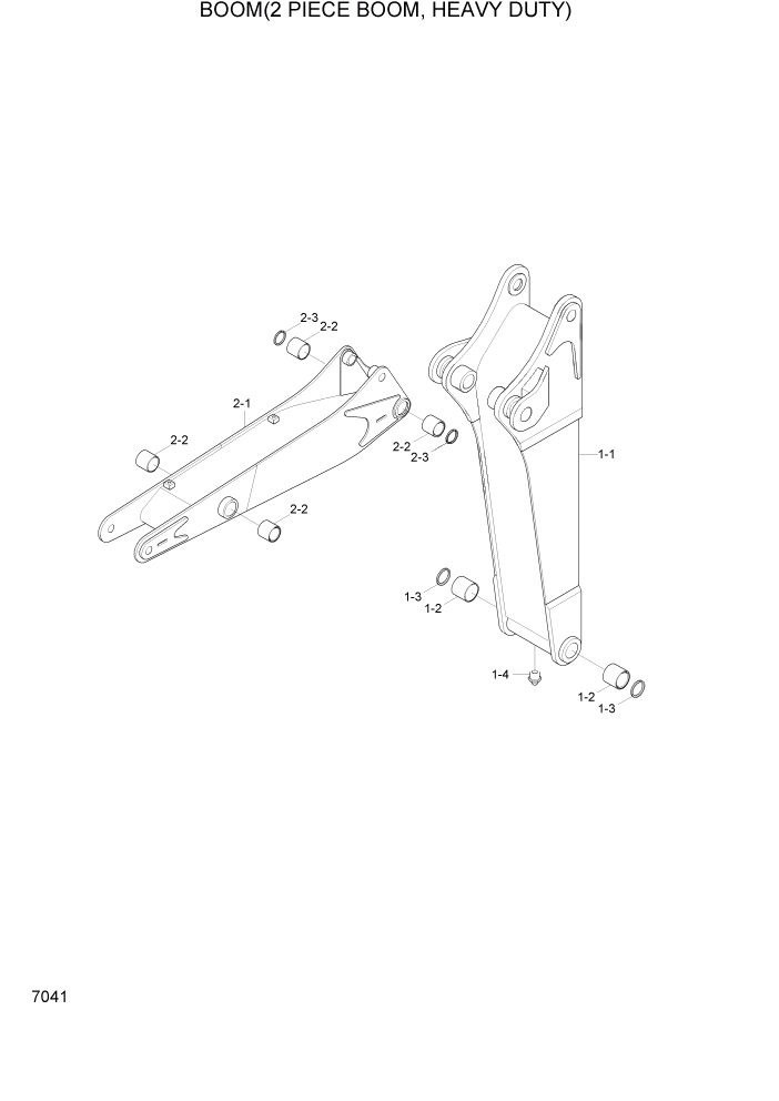 Схема запчастей Hyundai R95W3 - PAGE 7041 BOOM(2 PIECE BOOM, HEAVY DUTY) РАБОЧЕЕ ОБОРУДОВАНИЕ