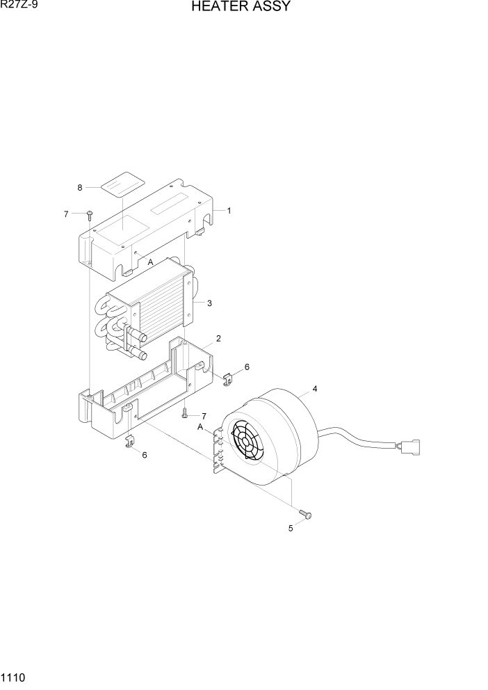 Схема запчастей Hyundai R27Z-9 - PAGE 1110 HEATER ASSY СИСТЕМА ДВИГАТЕЛЯ