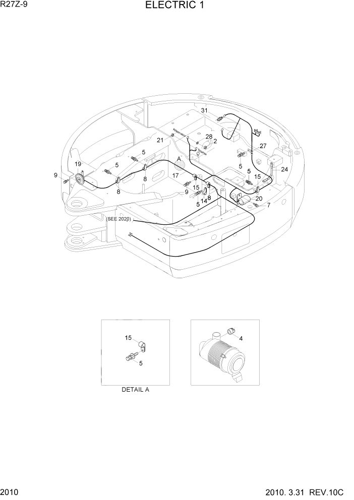 Схема запчастей Hyundai R27Z-9 - PAGE 2010 ELECTRIC 1 ЭЛЕКТРИЧЕСКАЯ СИСТЕМА