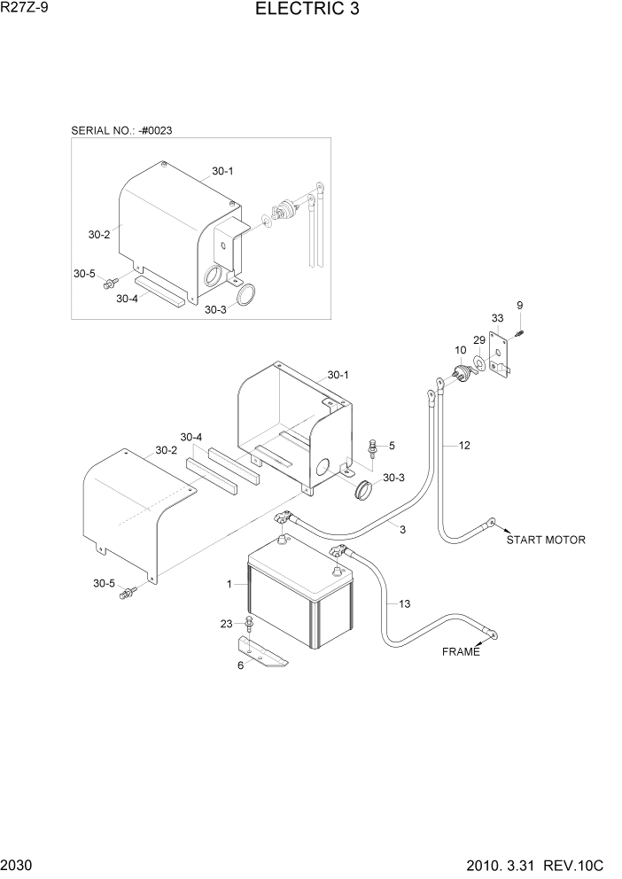 Схема запчастей Hyundai R27Z-9 - PAGE 2030 ELECTRIC 3 ЭЛЕКТРИЧЕСКАЯ СИСТЕМА