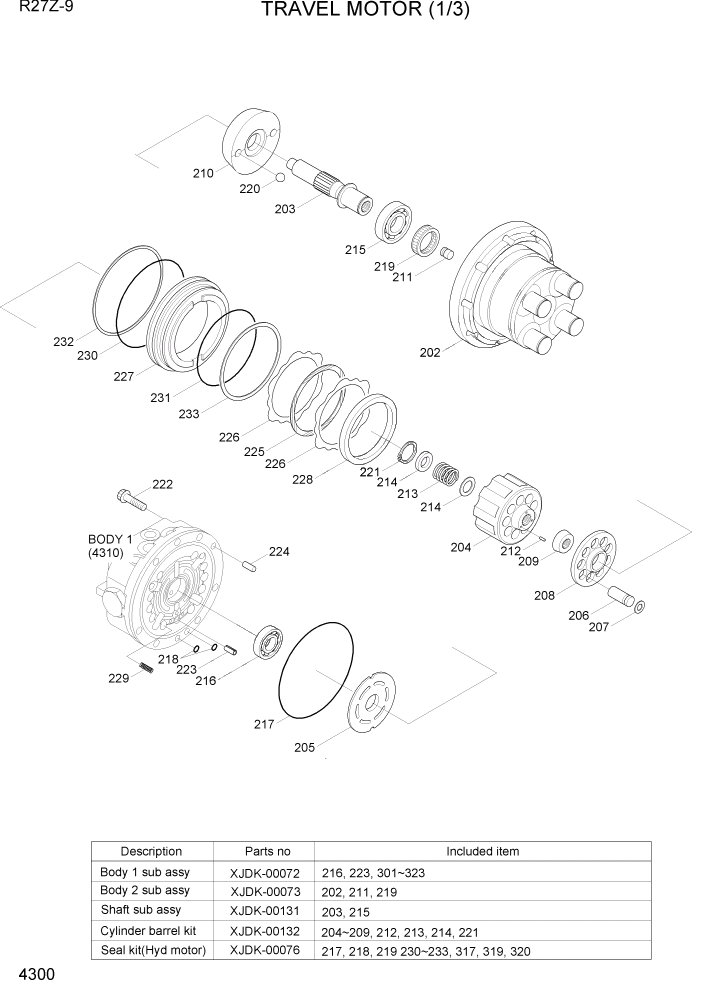 Схема запчастей Hyundai R27Z-9 - PAGE 4300 TRAVEL MOTOR (1/3) ГИДРАВЛИЧЕСКИЕ КОМПОНЕНТЫ