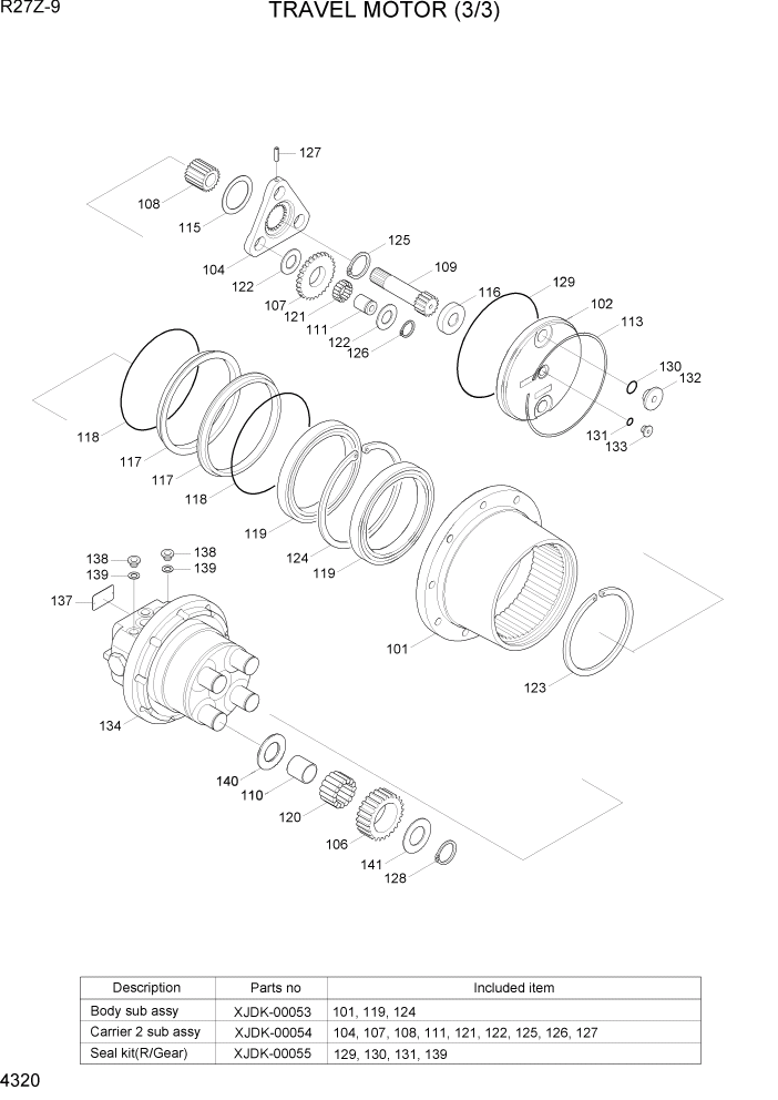 Схема запчастей Hyundai R27Z-9 - PAGE 4320 TRAVEL MOTOR (3/3) ГИДРАВЛИЧЕСКИЕ КОМПОНЕНТЫ