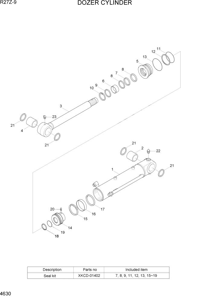 Схема запчастей Hyundai R27Z-9 - PAGE 4630 DOZER CYLINDER ГИДРАВЛИЧЕСКИЕ КОМПОНЕНТЫ