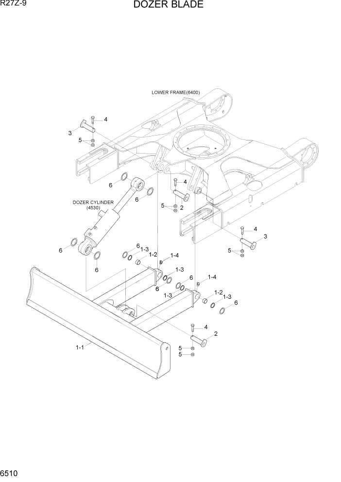 Схема запчастей Hyundai R27Z-9 - PAGE 6510 DOZER BLADE СТРУКТУРА