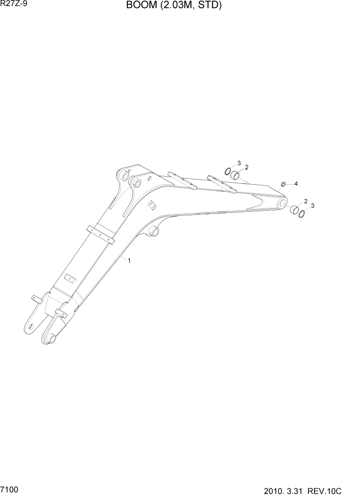 Схема запчастей Hyundai R27Z-9 - PAGE 7100 BOOM(2.03M, STD) РАБОЧЕЕ ОБОРУДОВАНИЕ