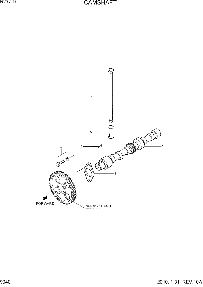 Схема запчастей Hyundai R27Z-9 - PAGE 9040 CAMSHAFT & TAPPET ДВИГАТЕЛЬ БАЗА