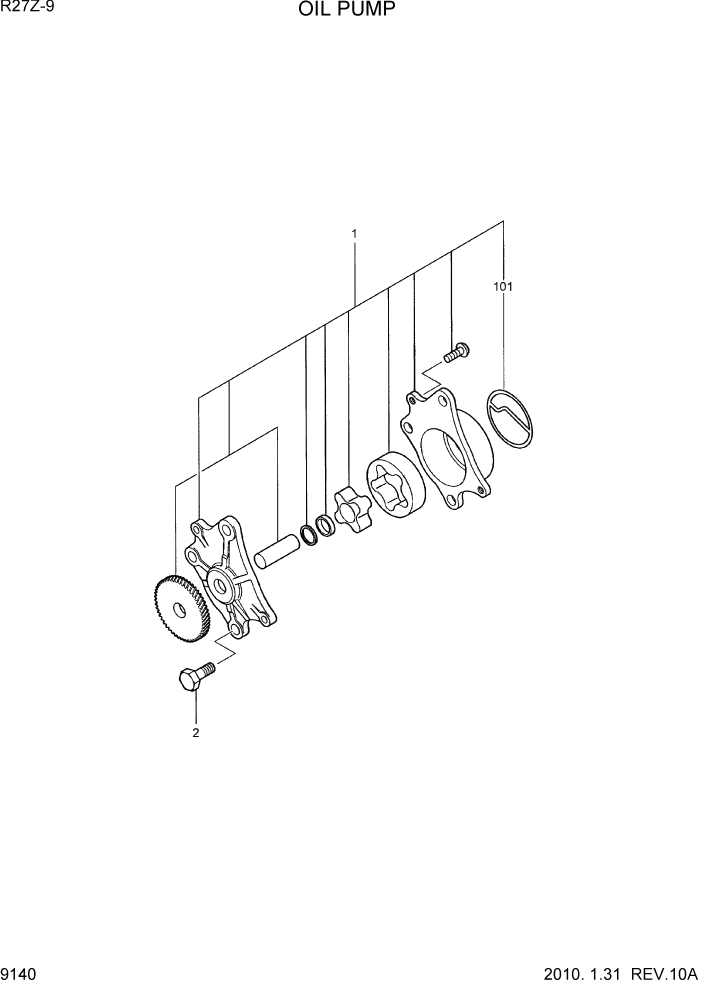 Схема запчастей Hyundai R27Z-9 - PAGE 9140 OIL PUMP ДВИГАТЕЛЬ БАЗА