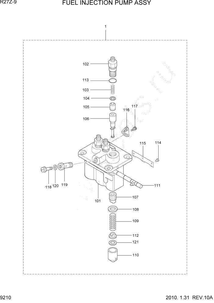 Схема запчастей Hyundai R27Z-9 - PAGE 9210 FUEL INJECTION PUMP ASSY ДВИГАТЕЛЬ БАЗА