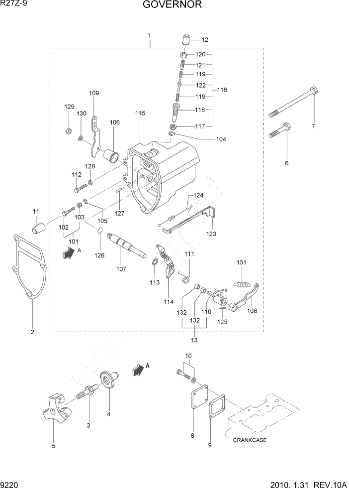 Схема запчастей Hyundai R27Z-9 - PAGE 9220 GOVERNOR ДВИГАТЕЛЬ БАЗА