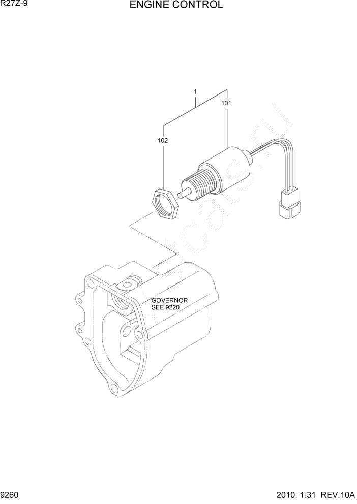 Схема запчастей Hyundai R27Z-9 - PAGE 9260 ENGINE CONTROL ДВИГАТЕЛЬ БАЗА