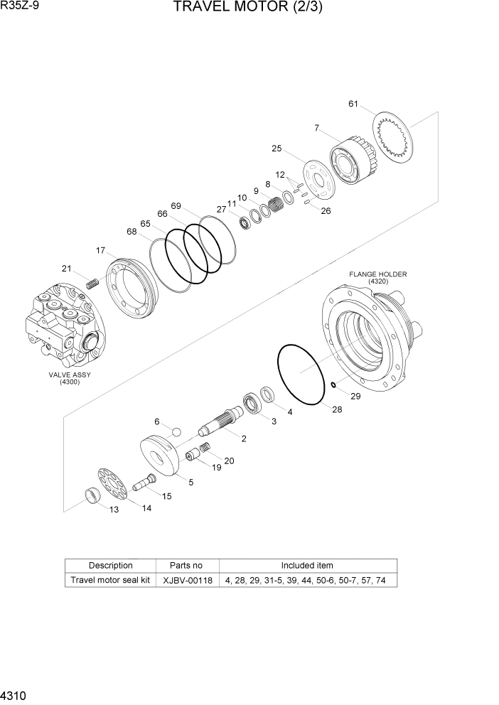 Схема запчастей Hyundai R35Z9 - PAGE 4310 TRAVEL MOTOR(2/3) ГИДРАВЛИЧЕСКИЕ КОМПОНЕНТЫ