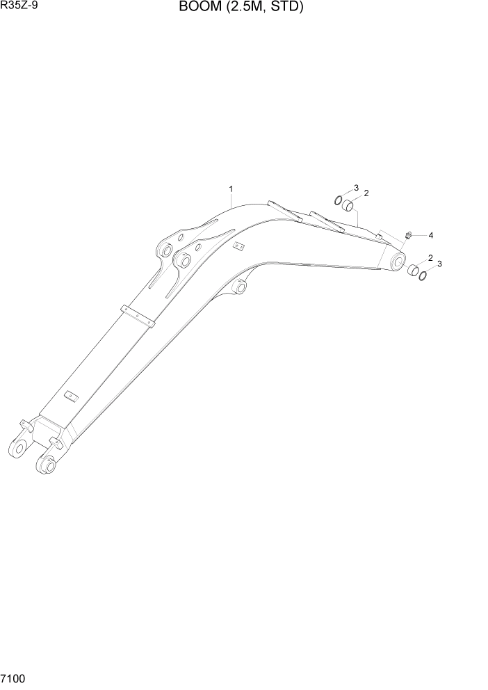 Схема запчастей Hyundai R35Z9 - PAGE 7100 BOOM(2.5M, STD) РАБОЧЕЕ ОБОРУДОВАНИЕ