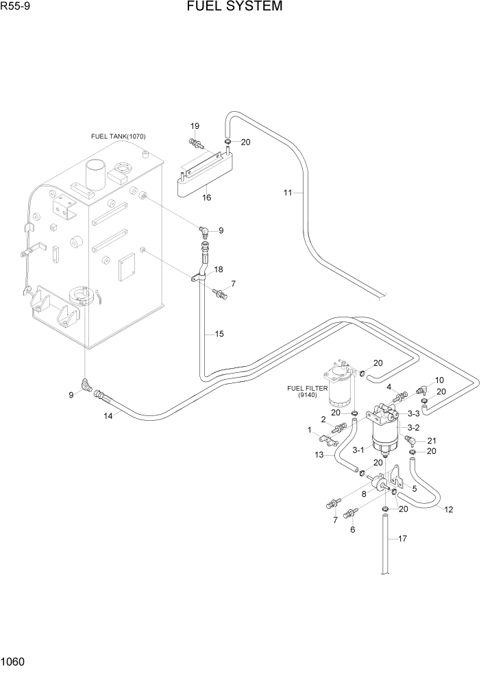 Схема запчастей Hyundai R55-9 - PAGE 1060 FUEL SYSTEM СИСТЕМА ДВИГАТЕЛЯ