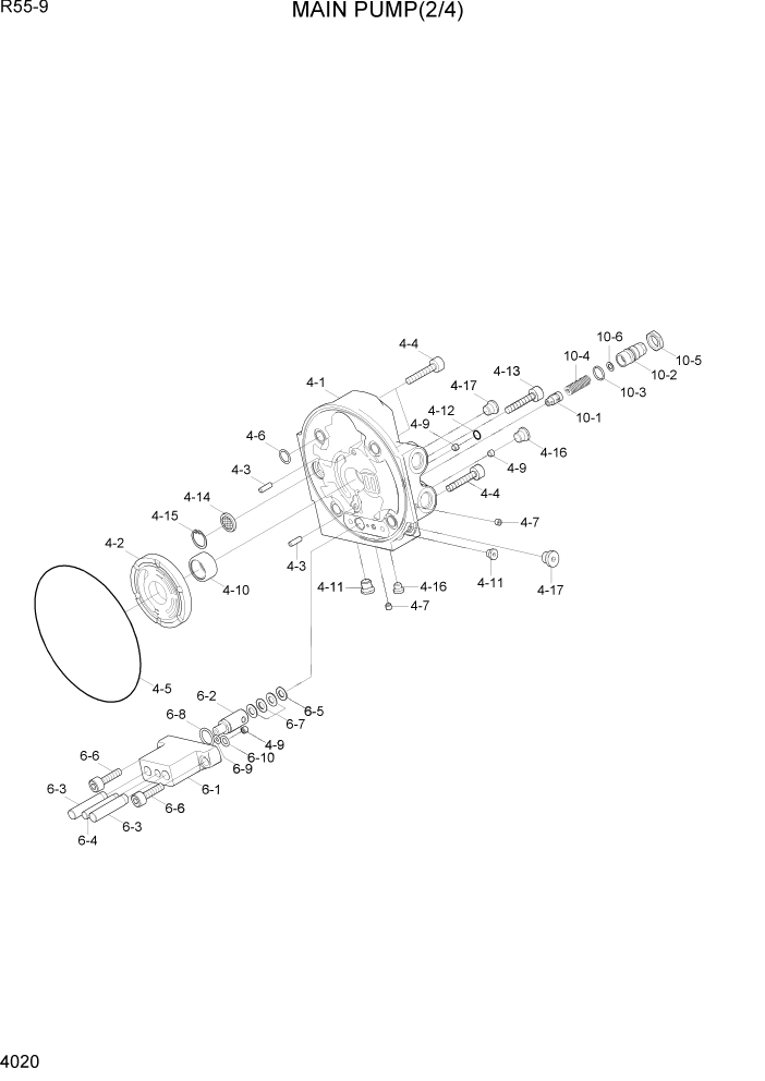 Схема запчастей Hyundai R55-9 - PAGE 4020 MAIN PUMP(2/4) ГИДРАВЛИЧЕСКИЕ КОМПОНЕНТЫ