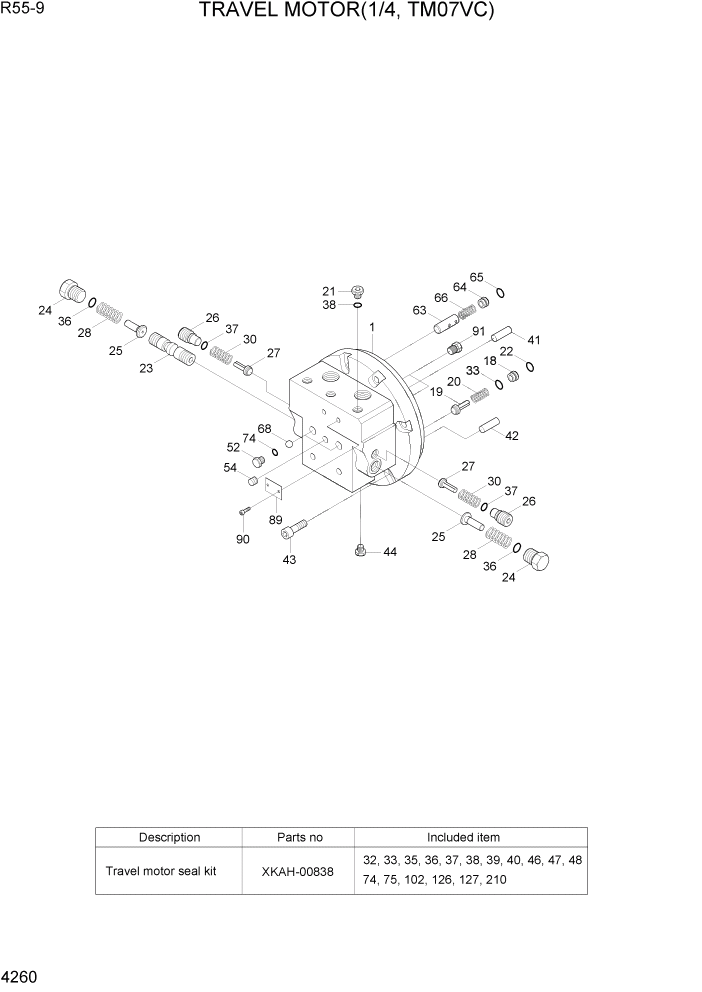 Схема запчастей Hyundai R55-9 - PAGE 4260 TRAVEL MOTOR(1/4, TM07VC) ГИДРАВЛИЧЕСКИЕ КОМПОНЕНТЫ