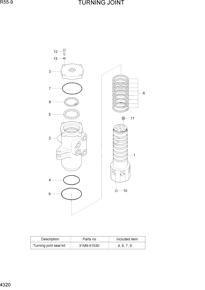 Схема запчастей Hyundai R55-9 - PAGE 4320 TURNING JOINT ГИДРАВЛИЧЕСКИЕ КОМПОНЕНТЫ