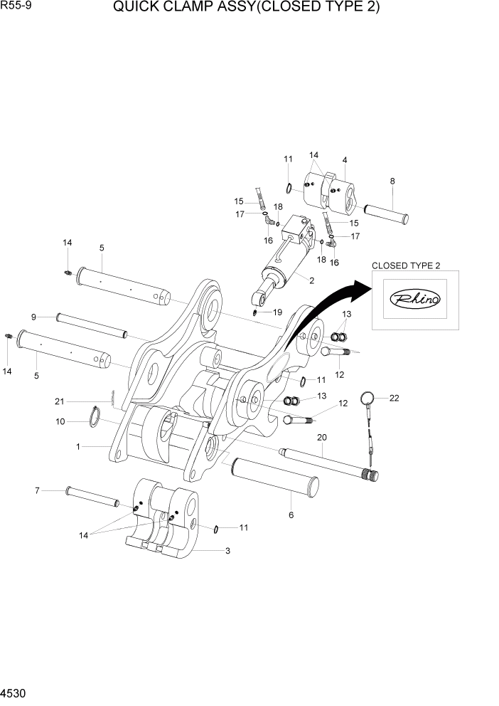 Схема запчастей Hyundai R55-9 - PAGE 4530 QUICK CLAMP ASSY(CLOSED TYPE 2) ГИДРАВЛИЧЕСКИЕ КОМПОНЕНТЫ