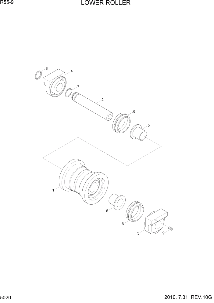 Схема запчастей Hyundai R55-9 - PAGE 5020 LOWER ROLLER ХОДОВАЯ ЧАСТЬ