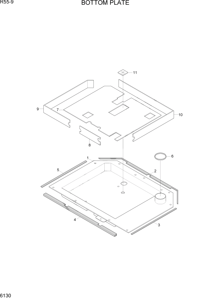 Схема запчастей Hyundai R55-9 - PAGE 6130 BOTTOM PLATE СТРУКТУРА