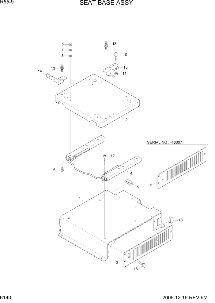 Схема запчастей Hyundai R55-9 - PAGE 6140 SEAT BASE ASSY СТРУКТУРА