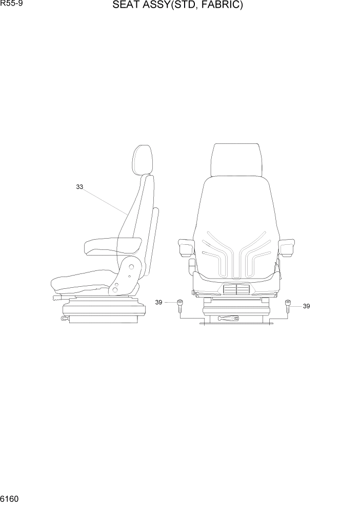 Схема запчастей Hyundai R55-9 - PAGE 6160 SEAT(STD) СТРУКТУРА