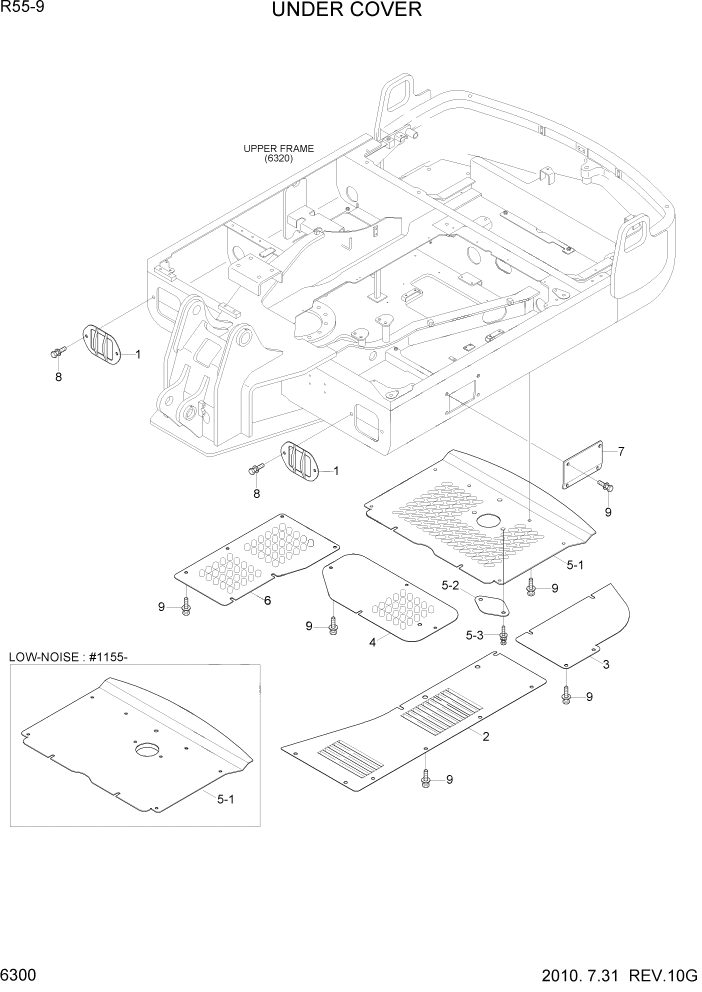 Схема запчастей Hyundai R55-9 - PAGE 6300 UNDER COVER СТРУКТУРА