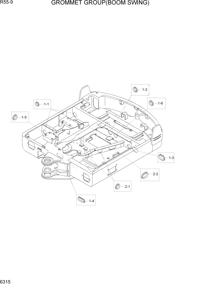 Схема запчастей Hyundai R55-9 - PAGE 6315 GROMMET GROUP(BOOM SWING) СТРУКТУРА