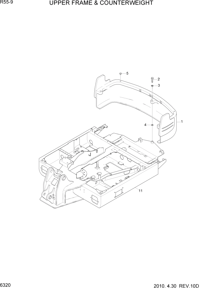 Схема запчастей Hyundai R55-9 - PAGE 6320 UPPER FRAME & COUNTERWEIGHT СТРУКТУРА