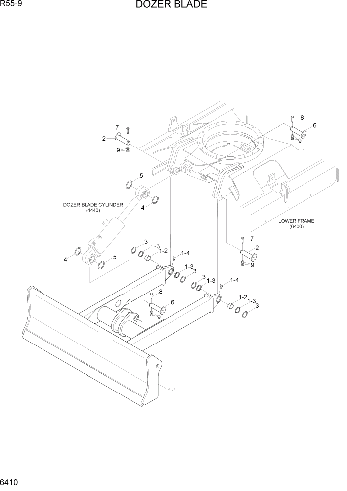 Схема запчастей Hyundai R55-9 - PAGE 6410 DOZER BLADE СТРУКТУРА