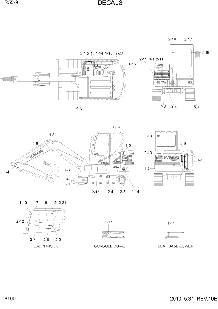 Схема запчастей Hyundai R55-9 - PAGE 8100 DECALS ДРУГИЕ ЧАСТИ