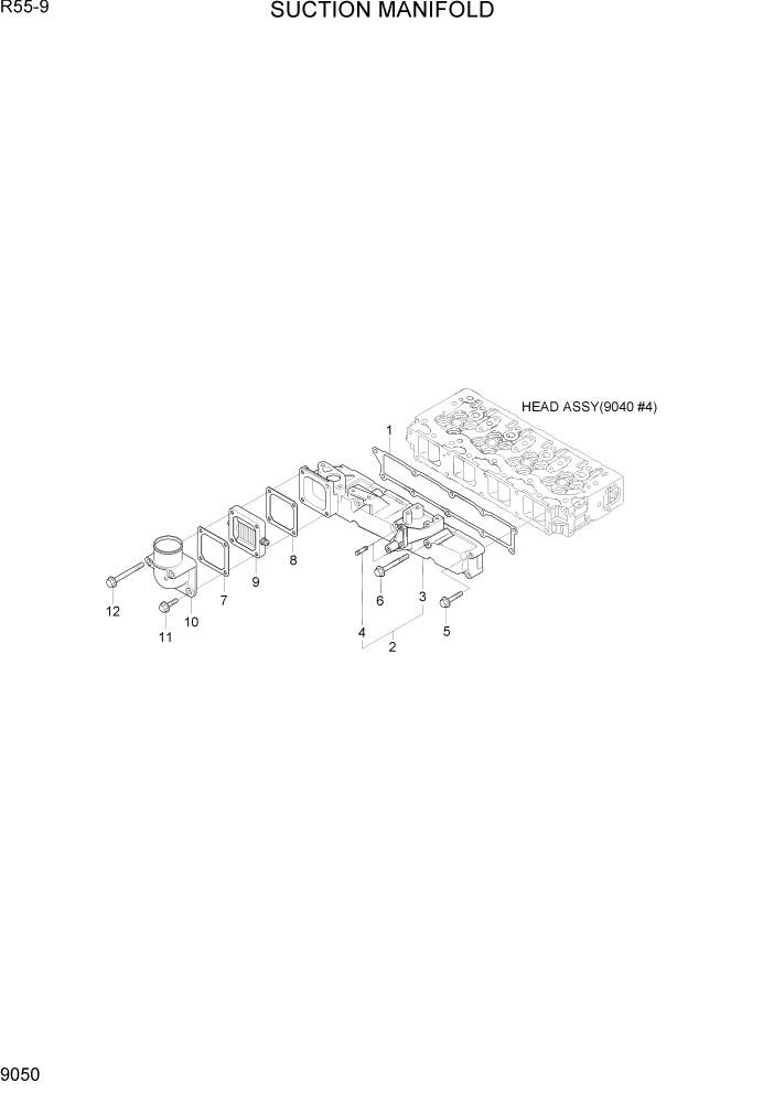 Схема запчастей Hyundai R55-9 - PAGE 9050 SUCTION MANIFOLD ДВИГАТЕЛЬ БАЗА