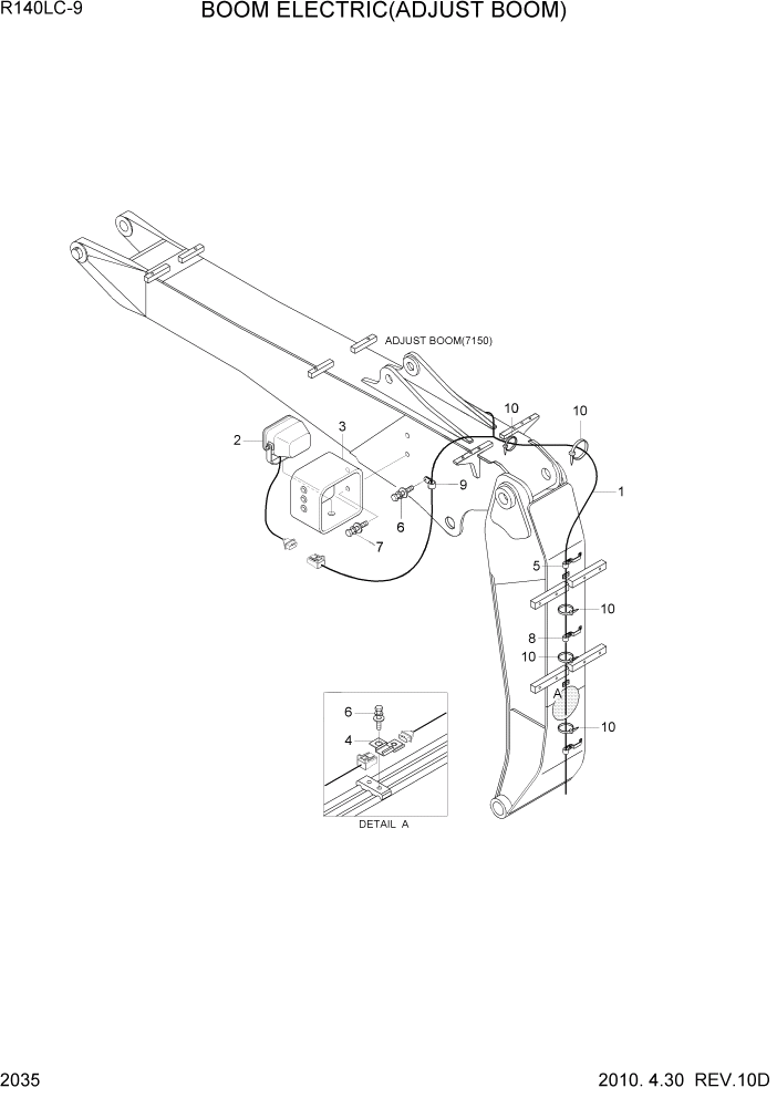 Схема запчастей Hyundai R140LC9 - PAGE 2035 BOOM ELECTRIC(ADJUST BOOM) ЭЛЕКТРИЧЕСКАЯ СИСТЕМА