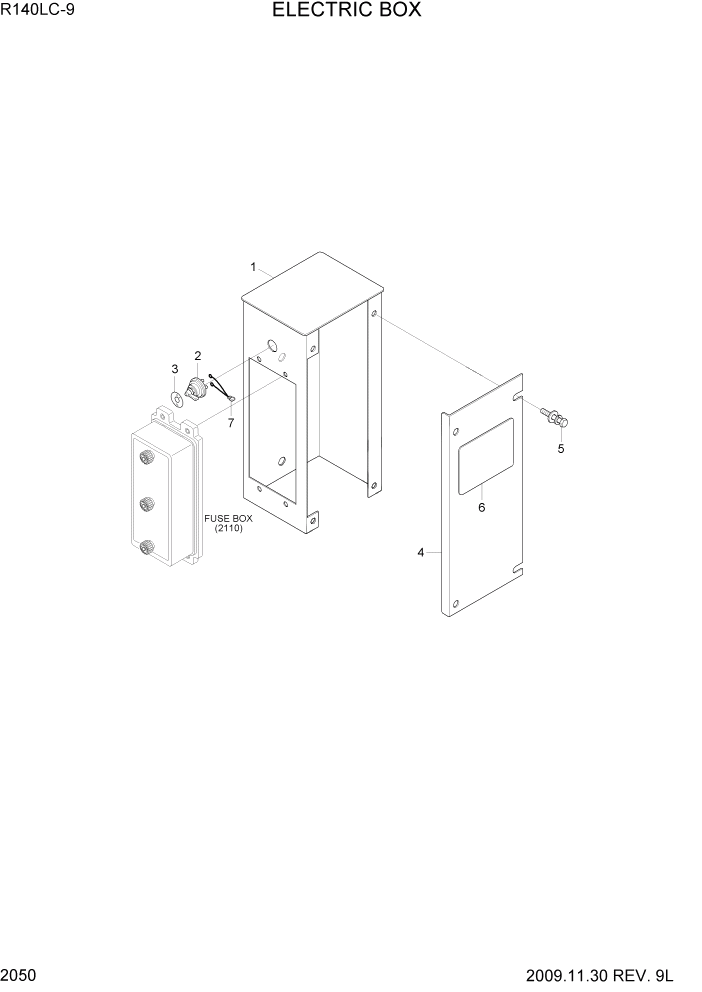 Схема запчастей Hyundai R140LC9 - PAGE 2050 ELECTRIC BOX ЭЛЕКТРИЧЕСКАЯ СИСТЕМА