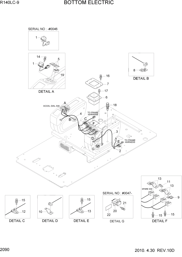 Схема запчастей Hyundai R140LC9 - PAGE 2090 BOTTOM ELECTRIC ЭЛЕКТРИЧЕСКАЯ СИСТЕМА