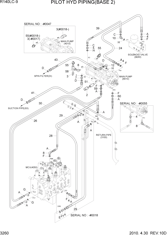 Схема запчастей Hyundai R140LC9 - PAGE 3260 PILOT HYD PIPING(BASE 2) ГИДРАВЛИЧЕСКАЯ СИСТЕМА