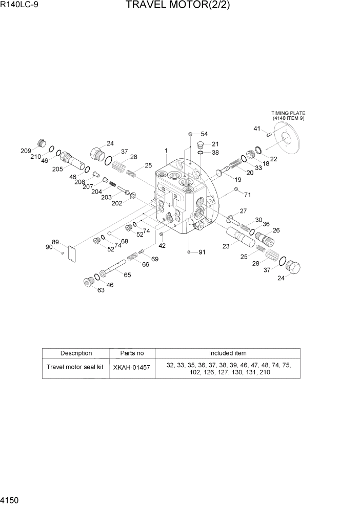 Схема запчастей Hyundai R140LC9 - PAGE 4150 TRAVEL MOTOR(2/2) ГИДРАВЛИЧЕСКИЕ КОМПОНЕНТЫ