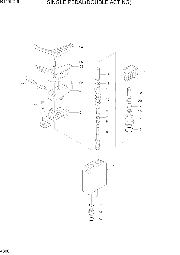 Схема запчастей Hyundai R140LC9 - PAGE 4300 SINGLE PEDAL(DOUBLE ACTING) ГИДРАВЛИЧЕСКИЕ КОМПОНЕНТЫ