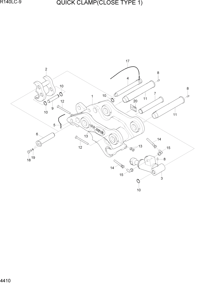 Схема запчастей Hyundai R140LC9 - PAGE 4410 QUICK CLAMP(CLOSE TYPE 1) ГИДРАВЛИЧЕСКИЕ КОМПОНЕНТЫ