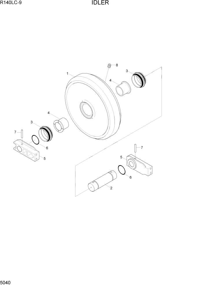 Схема запчастей Hyundai R140LC9 - PAGE 5040 IDLER ХОДОВАЯ ЧАСТЬ