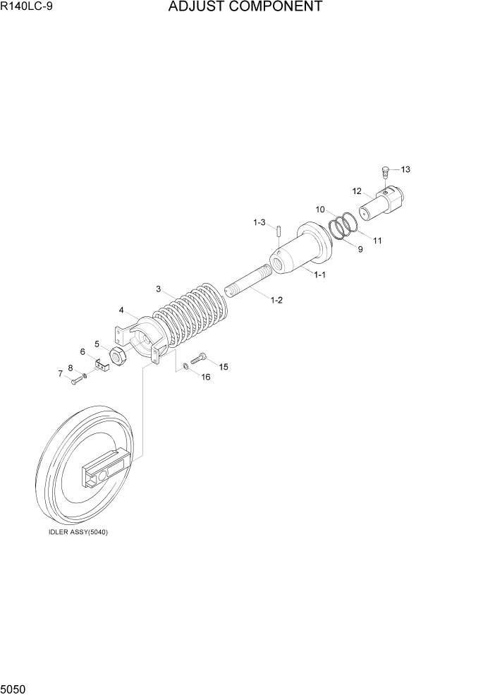 Схема запчастей Hyundai R140LC9 - PAGE 5050 ADJUST COMPONENT ХОДОВАЯ ЧАСТЬ