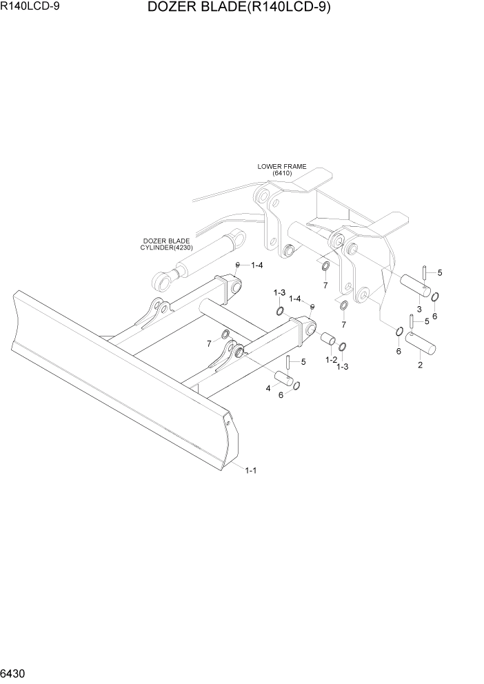 Схема запчастей Hyundai R140LC9 - PAGE 6430 DOZER BLADE(R140LCD-9) СТРУКТУРА