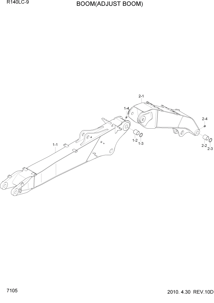 Схема запчастей Hyundai R140LC9 - PAGE 7105 BOOM(ADJUST BOOM) РАБОЧЕЕ ОБОРУДОВАНИЕ