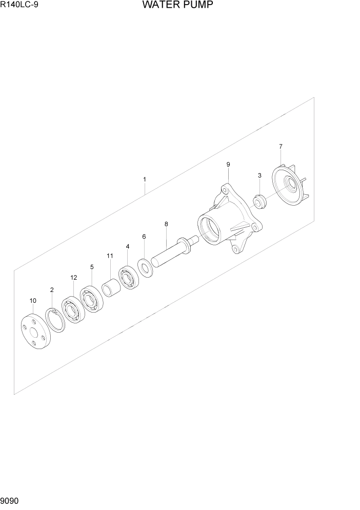 Схема запчастей Hyundai R140LC9 - PAGE 9090 WATER PUMP ДВИГАТЕЛЬ БАЗА