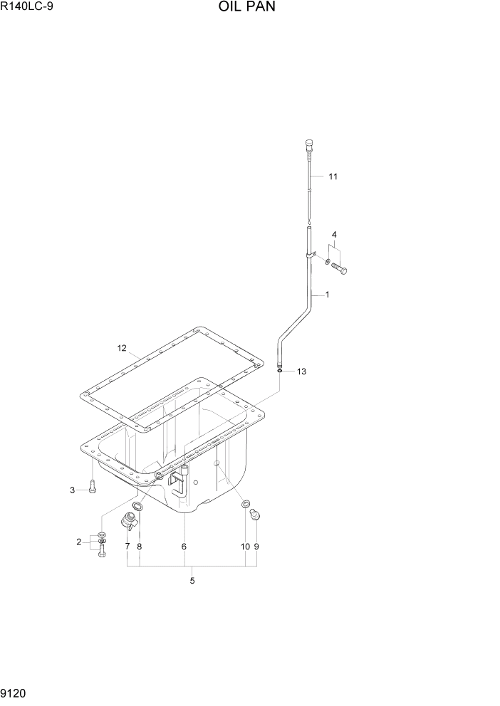 Схема запчастей Hyundai R140LC9 - PAGE 9120 OIL PAN ДВИГАТЕЛЬ БАЗА