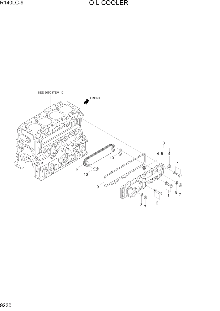 Схема запчастей Hyundai R140LC9 - PAGE 9230 OIL COOLER ДВИГАТЕЛЬ БАЗА