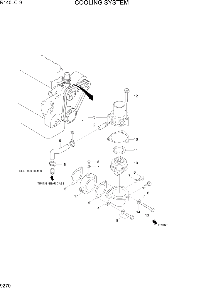 Схема запчастей Hyundai R140LC9 - PAGE 9270 COOLING SYSTEM ДВИГАТЕЛЬ БАЗА