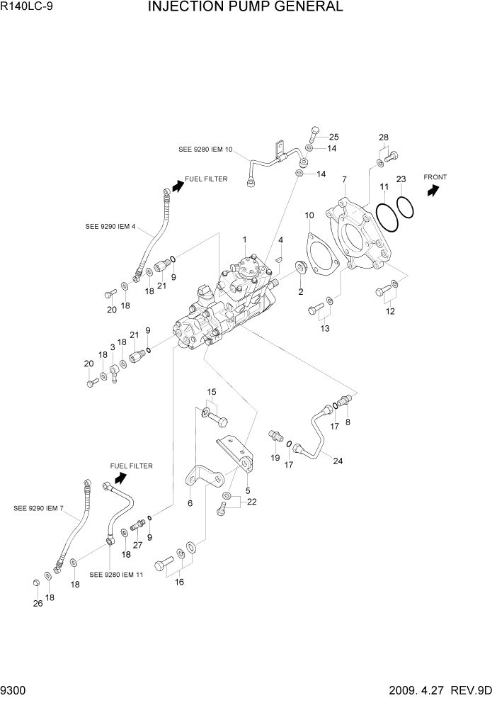 Схема запчастей Hyundai R140LC9 - PAGE 9300 INJECTION PUMP GENERAL ДВИГАТЕЛЬ БАЗА