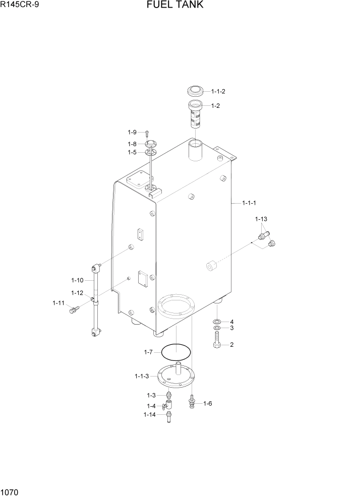 Схема запчастей Hyundai R145CR9 - PAGE 1070 FUEL TANK СИСТЕМА ДВИГАТЕЛЯ